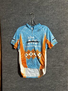 Primal Cycling Jersey Mens Medium Blue Orange Coastal Challenge MS Full Zip Bike